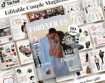 Couple Magazine Template Personalized Custom Valentines Anniversary First Wedding Printable Gifts For Him Her