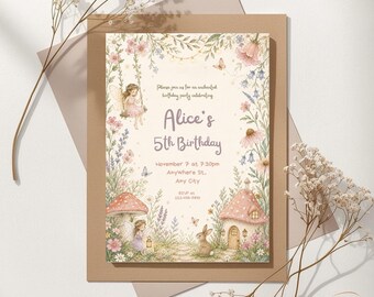 Birthday Invitation Customized Fairy Party Theme Digital Invite Template Editable Printable