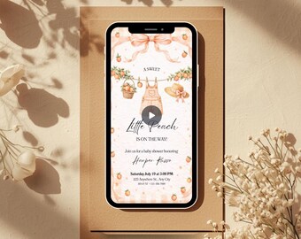 Baby Shower Invitation Customized Sweet Little Peach Boy Digital Invite Template Editable Animated Video
