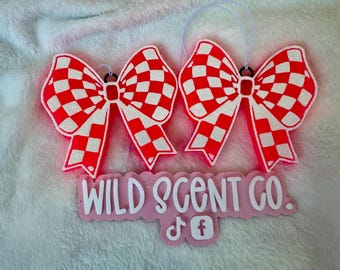 Checkered Bow Car Air Freshener | Y2K Girly Auto Decor