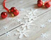 Clear ice stars Christmas ornament set of 4, frosted glass, glossy stars, winter holiday home decoration, star glass suncatcher, snow stars