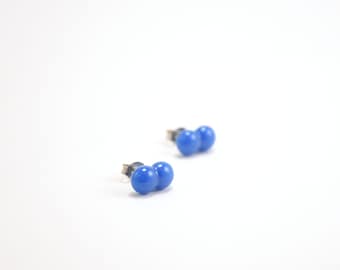 Egyptian blue nitrogen molecule formula earring stud for chemists, teachers, doctors, made with hypoallergenic surgical steel posts