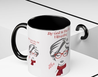 Just Breathe Mug | Accent Coffee Mug with Woman Illustration
