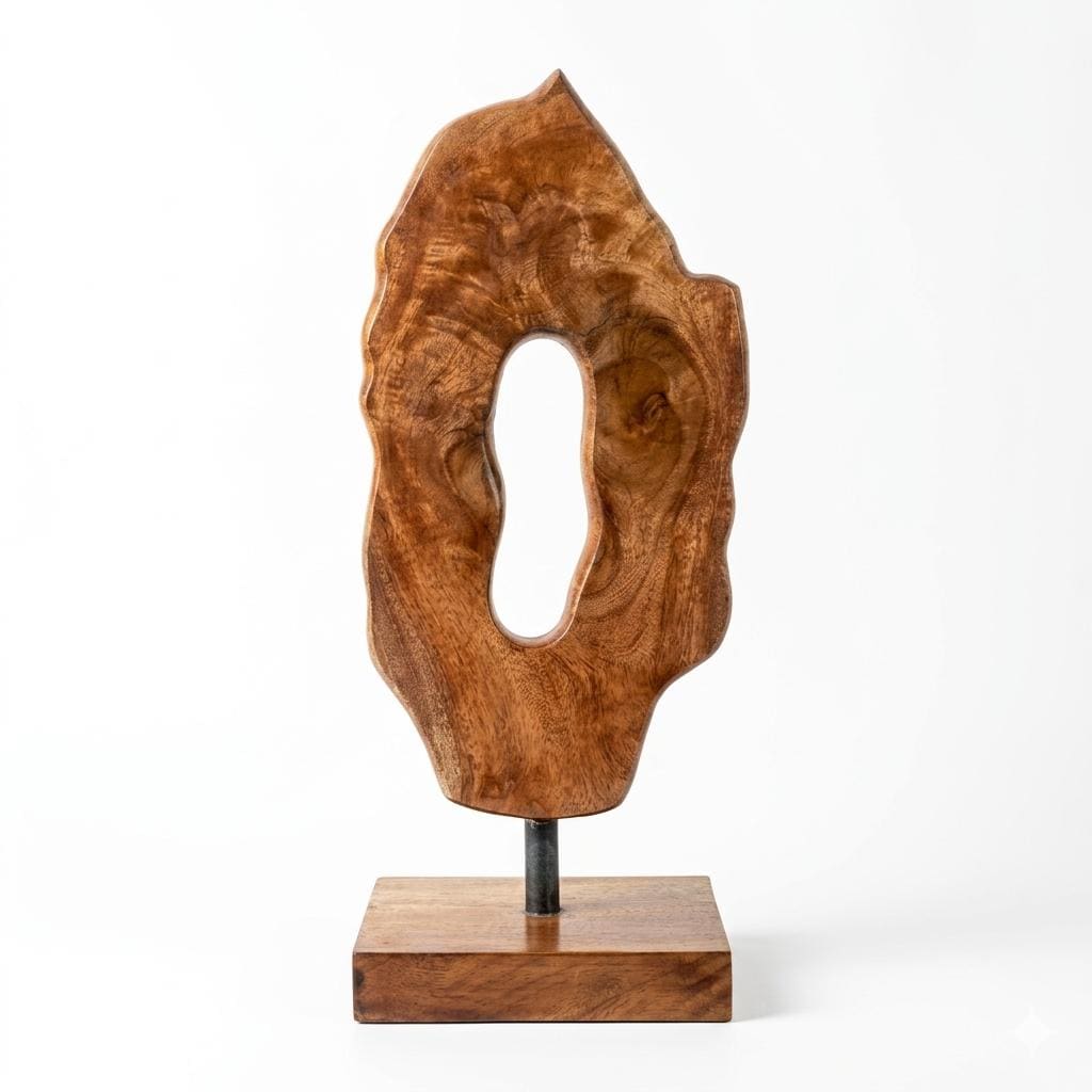 Hand Carved Wood Sculpture, Organic Modern Japandi Shelf Decor, Statement Art Piece