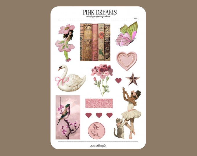 Pink Dreams Vintage Pink Spring Stickers