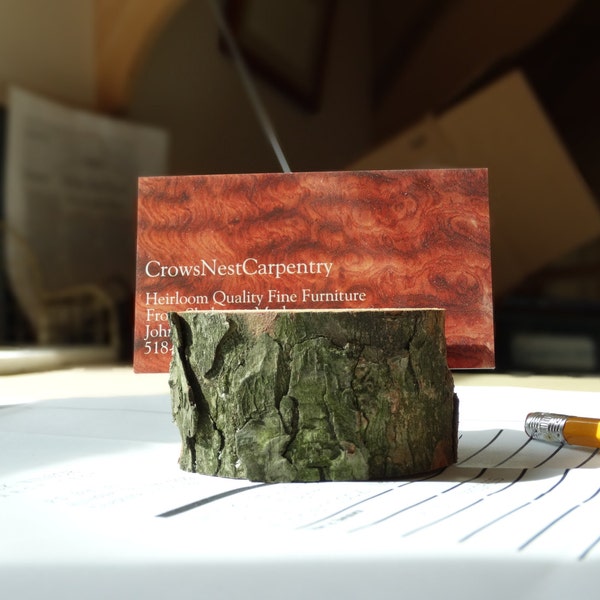 Natural wood business card holder - tree branch card holder