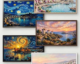 Monet Van Gogh Bodrum Arte Costero para Samsung Frame TV – Juego digital de 5 piezas