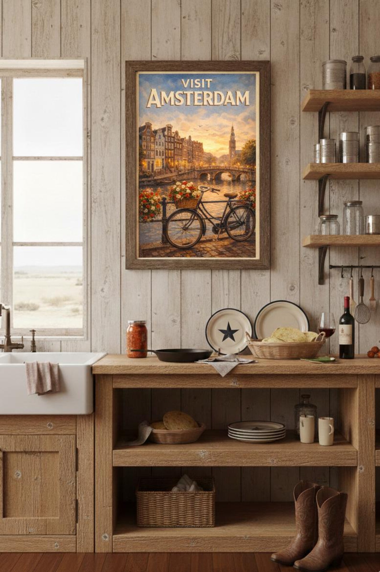 Vintage Amsterdam Travel Poster | Oil Painting Style Wall Art ...