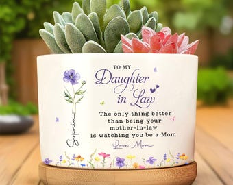 Maceta personalizada para nuera, maceta con nombre personalizado de mamá, regalo de cumpleaños para nuera, regalo para suegra