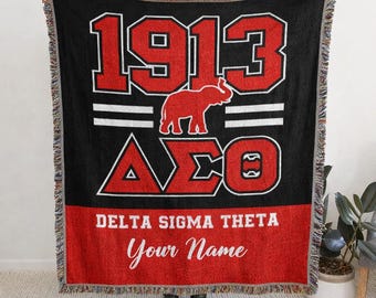Manta personalizada de Delta Sigma Theta, regalo de la hermandad DST, manta griega con nombre personalizado, regalo de Delta Sigma Theta, manta de 1913