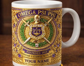 Taza Omega Psi Phi 1911, Regalo Omega Psi Phi, Taza de la Fraternidad Ques, Taza de Café Omega Psi Phi, Taza Personalizada con Nombre de la Vida Griega