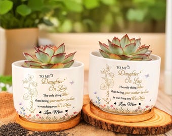 Regalo de mamá para nuera, maceta personalizada, regalo para mamá primeriza, maceta para suculentas, regalo de boda, maceta de recuerdo.