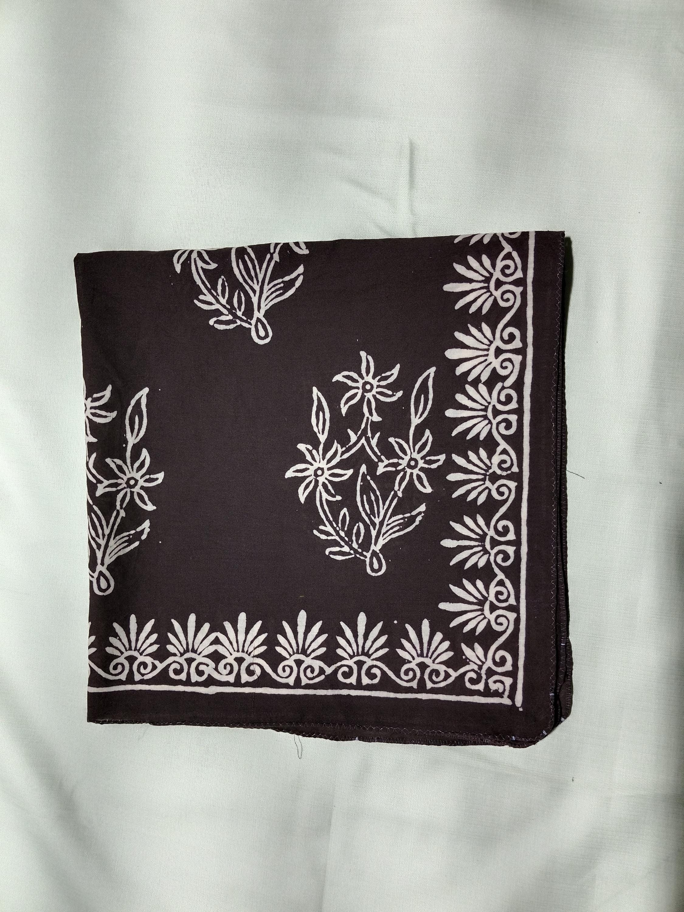 Organic Cotton Bandana Scarf: Thekartikabedcover Hand Block print paisley Design