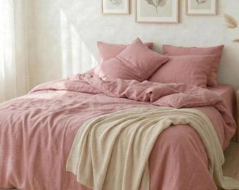 Luxury Mauve Pink Breathable Duvet Cover Set - 3-Piece Ultra-Soft Textured Bedspread - Minimalist Home Decor