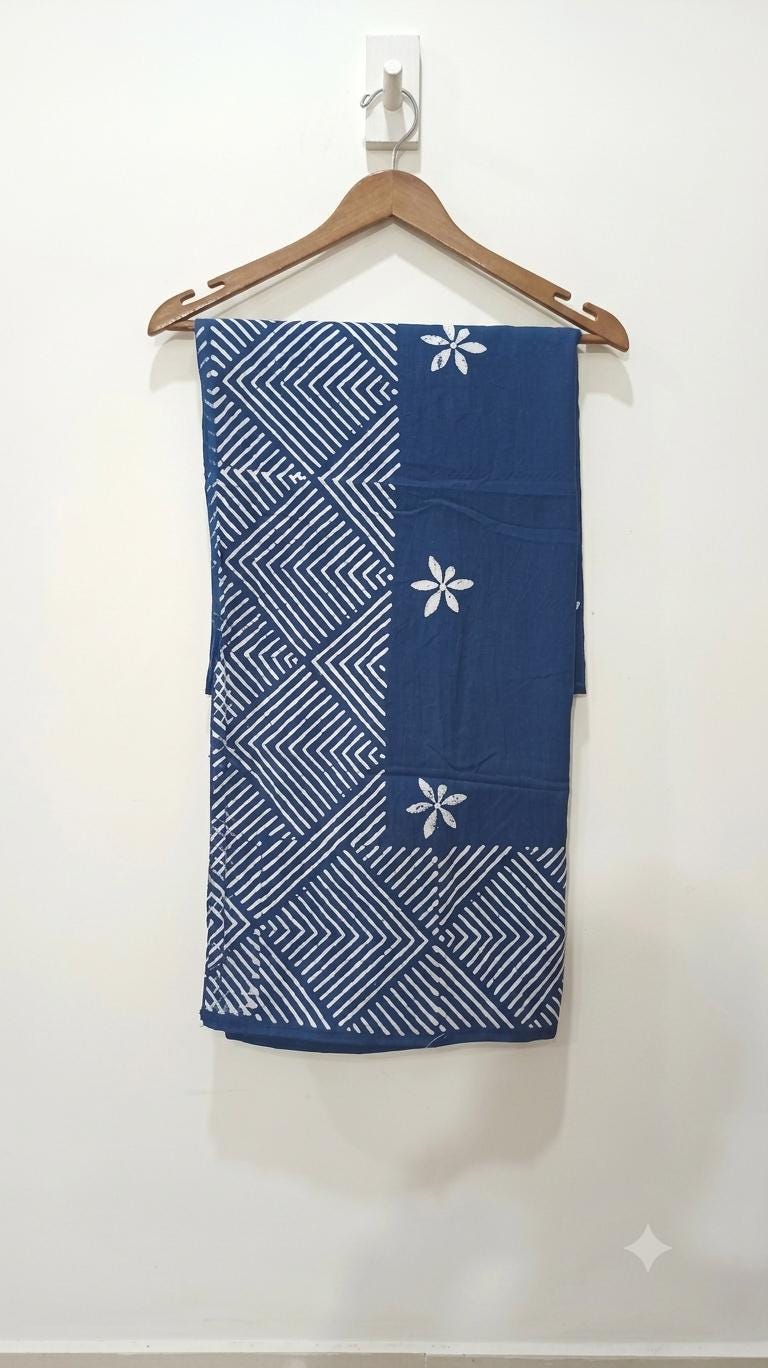 Boho Hand Block Printed Sarong Floral Cotton Pareo Beach Wrap Skirt Summer Vacation Wear Sarong Sustainable Boho Resort Outfit