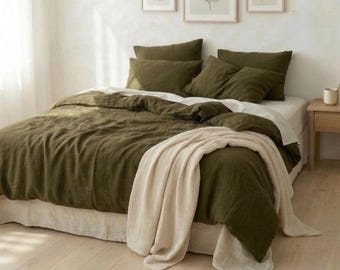 Juego de ropa de cama 100% algodón lavado a la piedra: funda nórdica suave con textura arrugada y fundas de almohada.