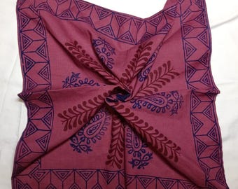 Pañuelo de cachemira de algodón orgánico hecho a mano, estampado en bloque
