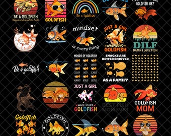 Goldfish Png Bundle, Gold Fish Clipart Template, Fish Png, Instant Download Vector Png File, Sea Clipart, Cut File for Cricut and Silhouette
