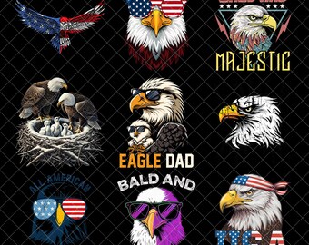Adler Dad PNG Bundle, Vatertagssublimation, USA Flagge Papa PNG, Vatertagsgeschenk für Papa, digitaler Download