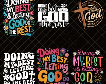 Doing My Best Letting God Do The Rest Png Bundle, Preppy Christian Png, Coquette Faith Quote Design, Floral Bible Verse png, Mental Health