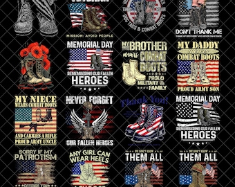 American Military Boot Png Bundle, Proud Veteran Png, 4th of July Png, Independence Day Png, American Flag Png, Soldier Dog Tags,US Army Png