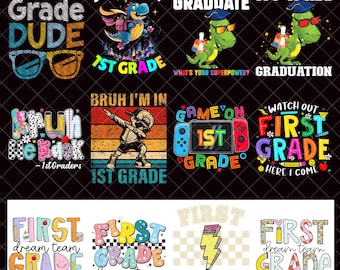 Ready To Crush First Grade Png Bundle, Boys Back To School Png, Cars Png, Funny Kids Png, Back to school bundle, Trucks Png, School bundle