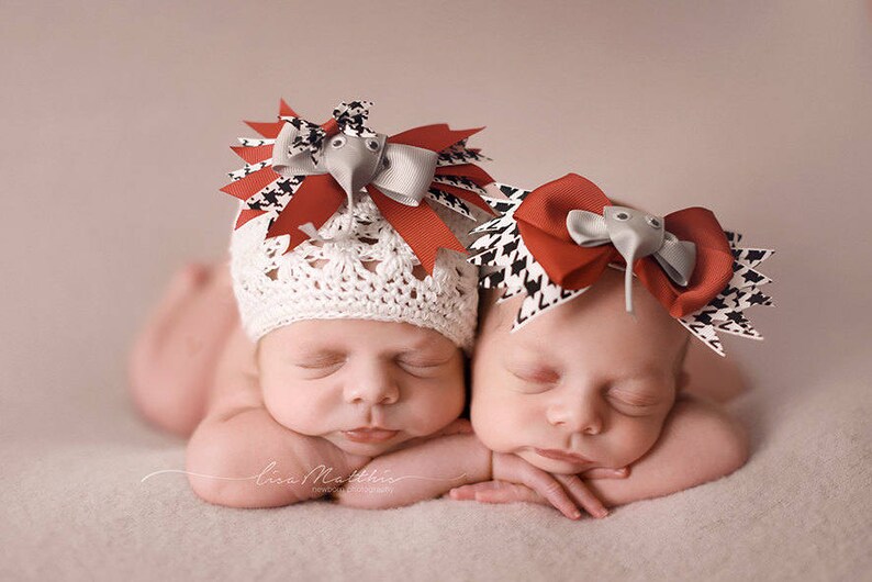 Newborn baby headband Ready to ship Crimson Tide Bama University of Alabama Roll Tide Newborn College football headband Knitted Hat bonnet