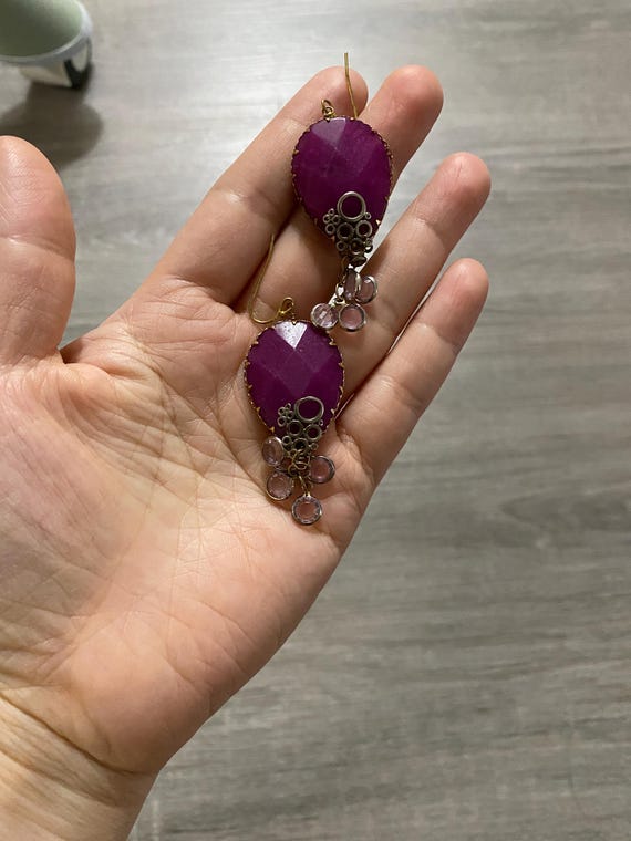 Ruby stone earrings, huge - image 5