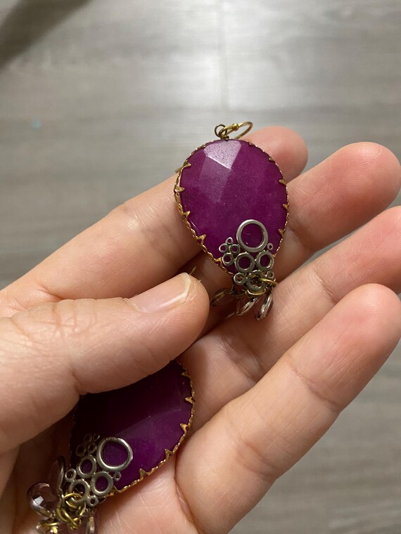 Ruby stone earrings, huge - image 3