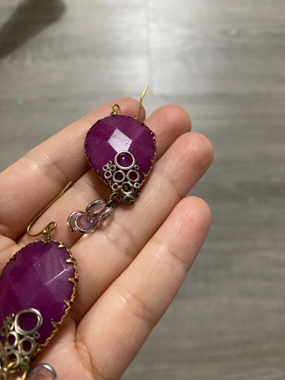 Ruby stone earrings, huge - image 6