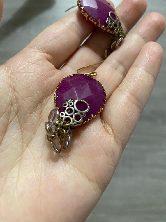 Ruby stone earrings, huge - image 2