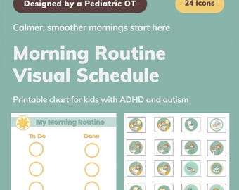 Morning Routine Visual Schedule for Kids Autism ADHD Special Needs Getting Ready Printable OT
