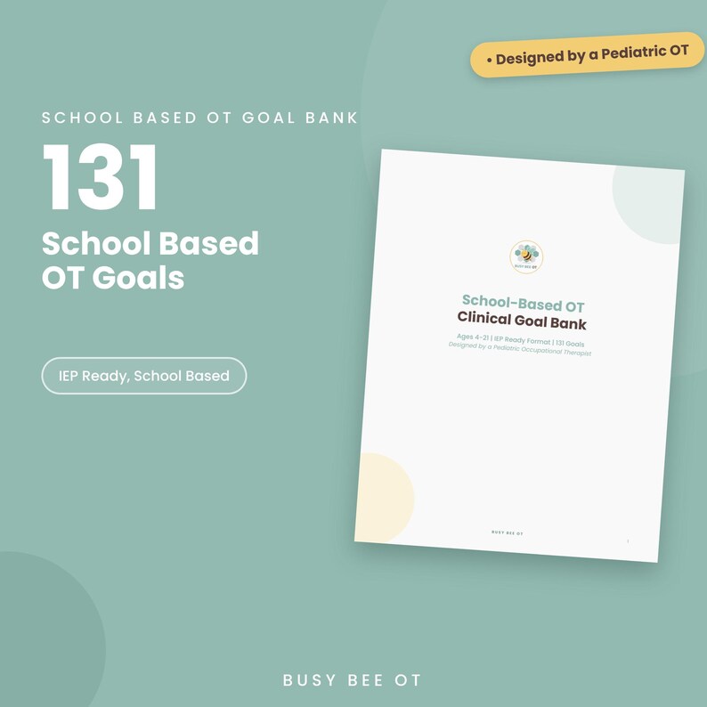 学校ベースの作業療法目標バンク、スマートゴール、IEP、印刷可能な作業療法PDF 画像 1