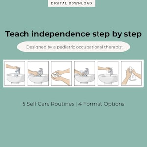 Visuella kort för egenvårdsrutiner | Utformade av ergoterapeut | Autism ADHD Barn