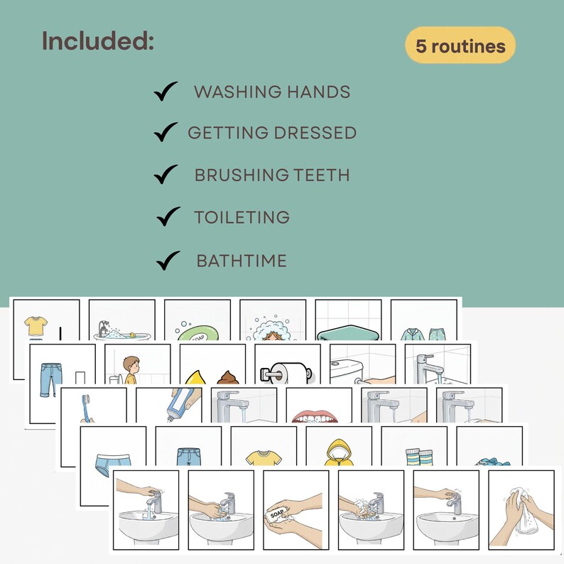 Self Care Routine Cards for Kids With Autism and ADHD Printable Visual ...