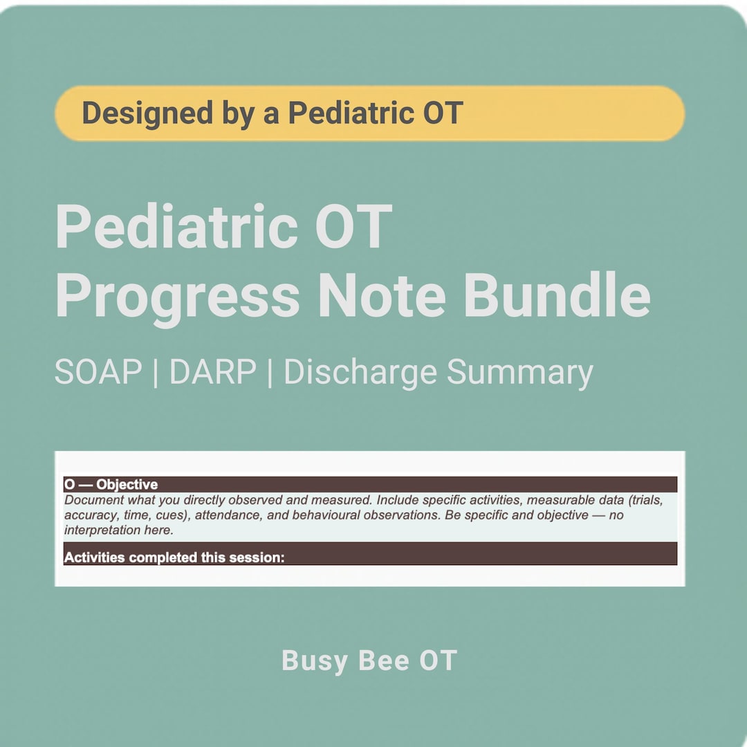 OT Progress Note Templates SOAP DARP Discharge Summary Editable for New ...