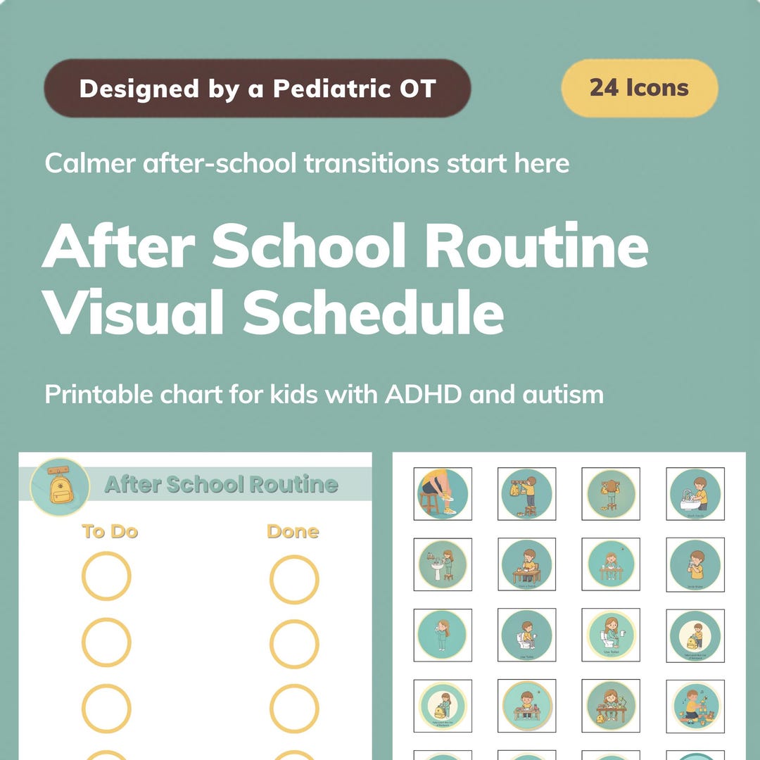After School Routine Visual Schedule for Kids Printable ADHD Autism ...