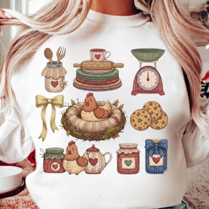 Mormor Core PNG, Vintagestil, Cottagecore Mormorströja Design, Secondhanddekoration, Trendig Hen-in-Nest-png