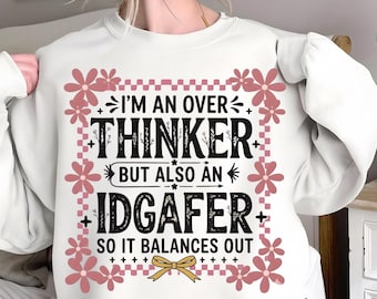 PNG divertido de ansiedad, PNG sarcástico de salud mental, diseño de sublimación de camiseta retro a cuadros florales sarcástica