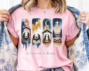 A Savior Is Born PNG, Christmas Nativity Bow Design, Christian Manger Clipart, Jesus Birth Sublimation