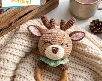 Deer Crochet Rattle Pattern, Amigurumi Baby animal Rattle Tutorial, Deer-Crochet Toy PDF English