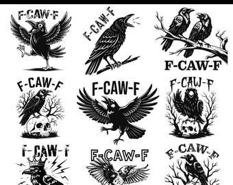 F-Caw-F SVG Bundle, Funny Raven PNG, Sarcastic Crow Sublimation Design, Raven Clipart for Cricut