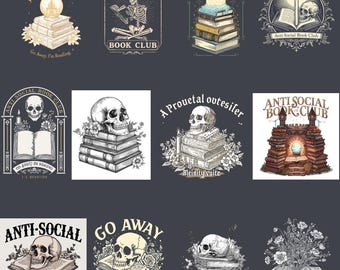 Introverted Book Club PNG Bundle Romance Reader Vintage Reading Shirt Bookworm Books club gift