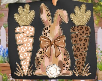 Happy Easter Bunny png, Retro Leopard Coquette bow png, Trendy Easter-Day Sunday Spring design