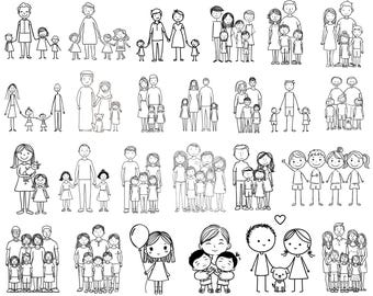 Stick Family PNG Bundle, Sticks People Figures PNGs, Trendy Family Sticker Clipart, families gift