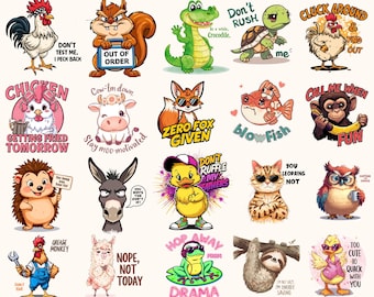 Sarcastic Animal Quotes PNG Bundle, Funny sarcastic gifts t shirt Trendy Designs (Digital Download)