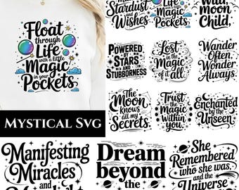 Mystical Svg Bundle, Boho celestial SVGs, witchy mystical PNG designs, Instant Download