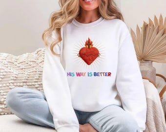 Sacred Heart Hoodie | Christian Patchwork Sweatshirt | Aesthetic Faith Quilt Block Pullover | Trendy Jesus Heart Sweater
