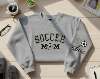 Personalized Soccer Mom Sweatshirt, Kids Names Sleeve