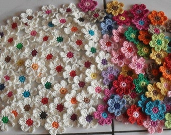 100 pcs mix lot Crochet Flower Scrapbooking, Applique, Embellishment